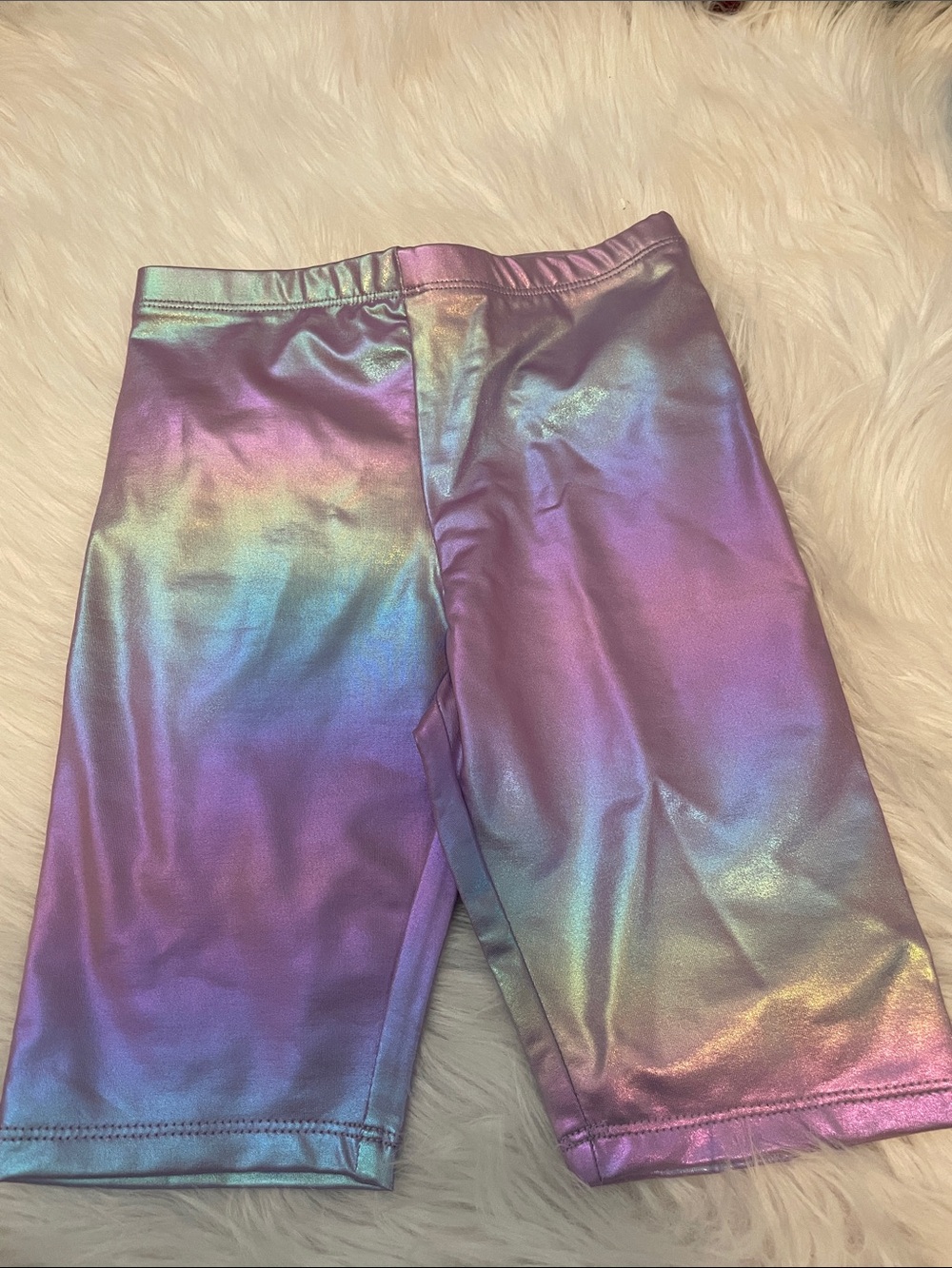 H&M Girls Iridescent Purple Rainbow Bike Shorts